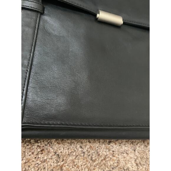 Wilson Leather Black Leather Briefcase  16W x 14H X 5 Shoulder Carry - Picture 9 of 12
